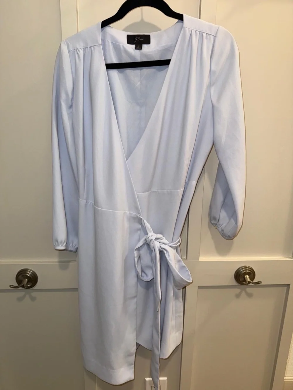 J. Crew Wrap Dress in 365 Crepe Pale Light Blue  H6292 - LIGHT BLUE - SIZE 4